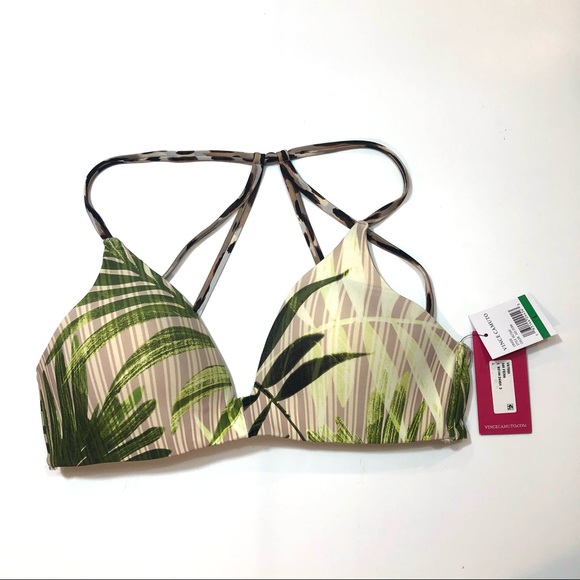 Vince Camuto Palm leaf Molded Bikini Swim Top - Picture 3 of 5